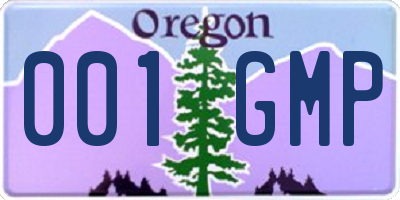 OR license plate 001GMP