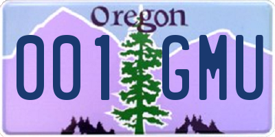 OR license plate 001GMU