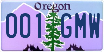 OR license plate 001GMW