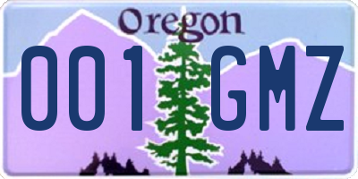 OR license plate 001GMZ