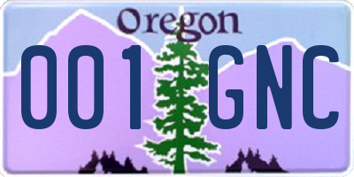 OR license plate 001GNC