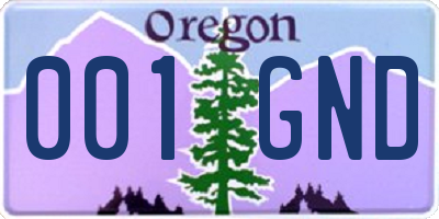 OR license plate 001GND