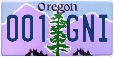 OR license plate 001GNI