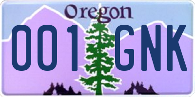 OR license plate 001GNK