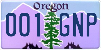 OR license plate 001GNP