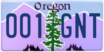 OR license plate 001GNT