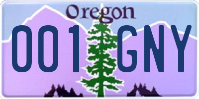 OR license plate 001GNY