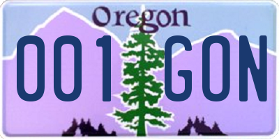 OR license plate 001GON