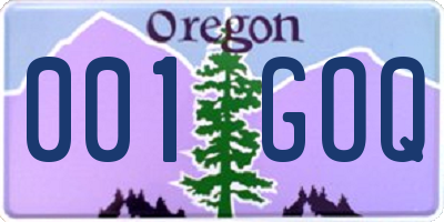 OR license plate 001GOQ