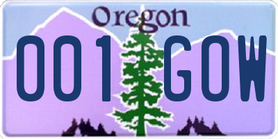 OR license plate 001GOW