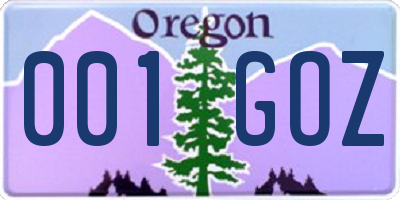 OR license plate 001GOZ