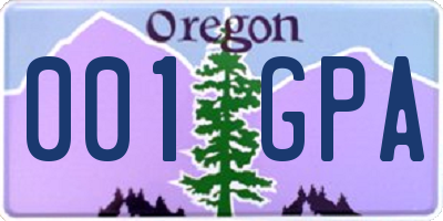 OR license plate 001GPA