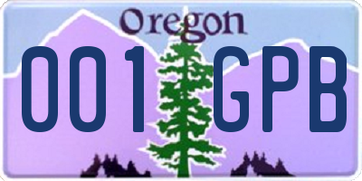 OR license plate 001GPB