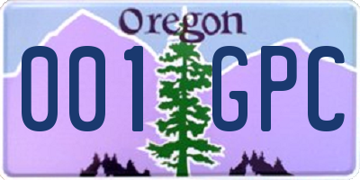 OR license plate 001GPC