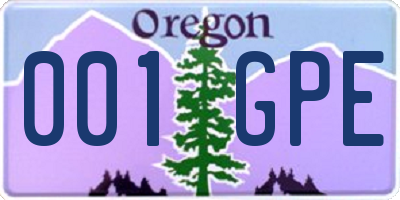OR license plate 001GPE