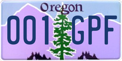 OR license plate 001GPF