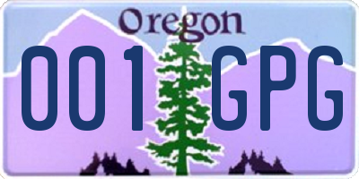 OR license plate 001GPG