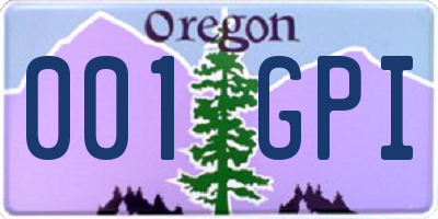 OR license plate 001GPI