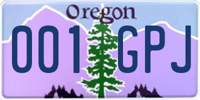 OR license plate 001GPJ