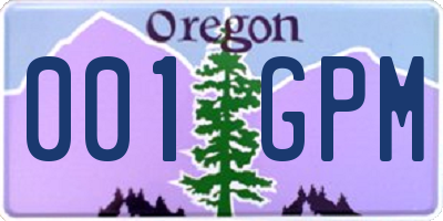 OR license plate 001GPM