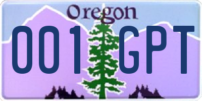 OR license plate 001GPT