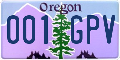 OR license plate 001GPV