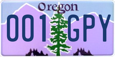 OR license plate 001GPY