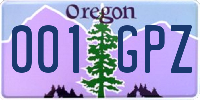 OR license plate 001GPZ