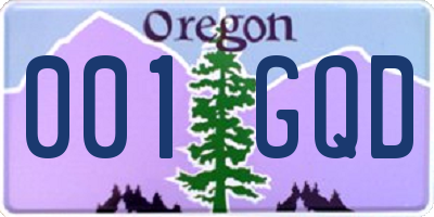 OR license plate 001GQD