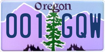 OR license plate 001GQW