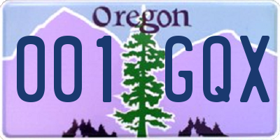 OR license plate 001GQX