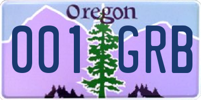 OR license plate 001GRB