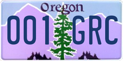 OR license plate 001GRC