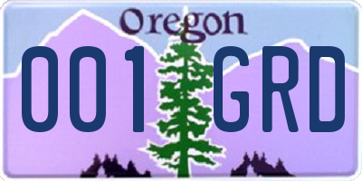 OR license plate 001GRD