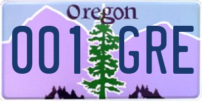 OR license plate 001GRE