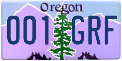 OR license plate 001GRF