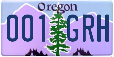 OR license plate 001GRH