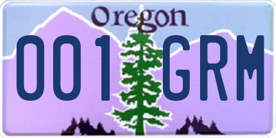 OR license plate 001GRM