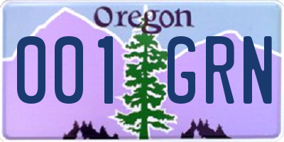 OR license plate 001GRN