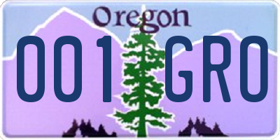 OR license plate 001GRO