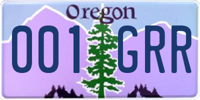 OR license plate 001GRR