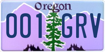 OR license plate 001GRV