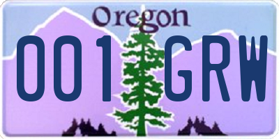 OR license plate 001GRW