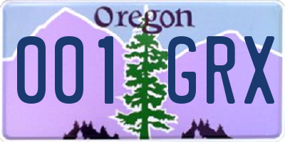 OR license plate 001GRX