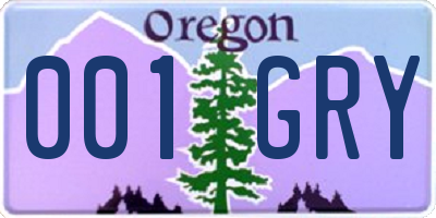 OR license plate 001GRY