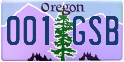 OR license plate 001GSB