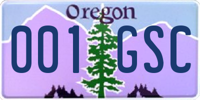 OR license plate 001GSC