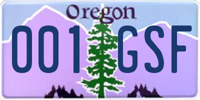 OR license plate 001GSF