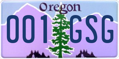 OR license plate 001GSG