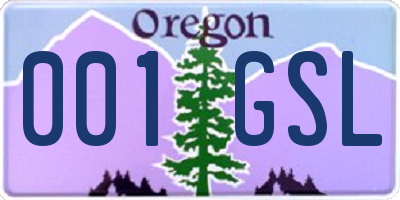 OR license plate 001GSL